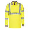 Flame Resistant Anti-Static Hi-Vis Long Sleeve Polo Shirt, FR77, Yellow, Size L